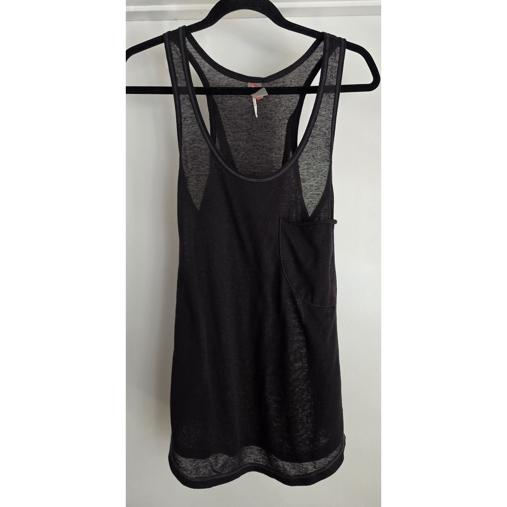 Free People Tank Top Women L Black Sleeveless Casual Solid Cami Blouse